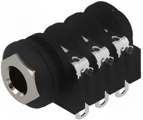 ACJS-IHS, Phone Connectors 1/4"Plstc hous-Bezel W/threaded Mtl nut.