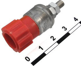 10-0064 RED, Гнездо на панель диаметр 4мм под гайку красное