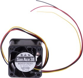 9GV0312G301, San Ace 9GV Series Axial Fan, 12 V dc, DC Operation, 28.8m³/h, 4.8W, 400mA Max, 38 x 38 x 28mm
