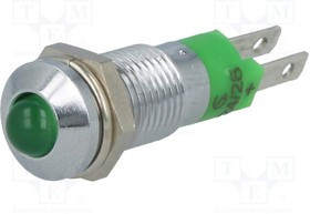 SMQD08214, Индикат.лампа: LED, выпуклый, 24-28ВDC, Отв: d8,2мм, IP40, металл