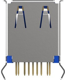 USB1086-GF-B, Гнездо; USB A; THT; PIN: 9; вертикальный; USB 3.0; 3А