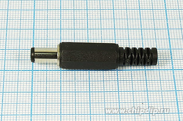 Разъем питания DC вилка , 5.5d2.1x 9, 2C, на кабель, пластик хвост