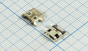 Гнездо micro USB, Тип B, угловое, 7 контактов, SMD на плату; №12643 гн microUSB \B\5C2C4HP\плат\угл\ SMD\micro-B5+2SAВ