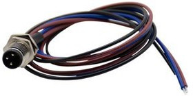 RND 205-01120, Circular Connector, M8, Plug, Straight, Poles - 3, Solder, Panel Mount