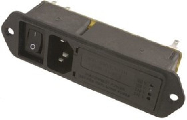 6VM4S, 6A, 250 V ac Male Flange Mount IEC Plug 2 Pole 6VM4S, Faston
