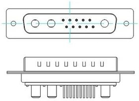 681S13W3103L001, D-Sub Mixed Contact Connectors IP67 POWER-D 13w3PWR 40A VERT MALE