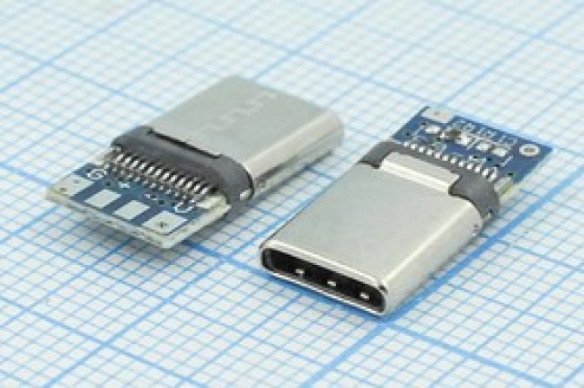 Разъем USB вилка, тип C 3.1, контакты на кабель, USB3.1TYPE-C 24PM-035 Разъем USB вилка, тип C 3.1, контакты на кабель, USB3.1TYPE-C 24PM-035