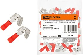 Разъем плоский изолированный ответвительный РпИо 1,5-7-0,8 красный (100 шт) TDM