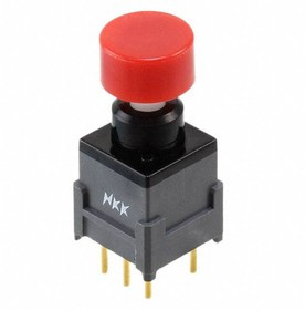 BB25AP-HC, Pushbutton Switches ON-(ON) .295 RED CAP STRAIGHT PC .4VA