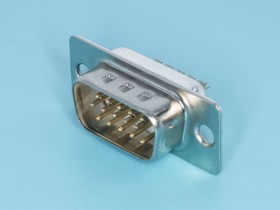 DHS-15M, Разъем D-SUB 15 контактов высокой плотности, вилка на кабель, пайка