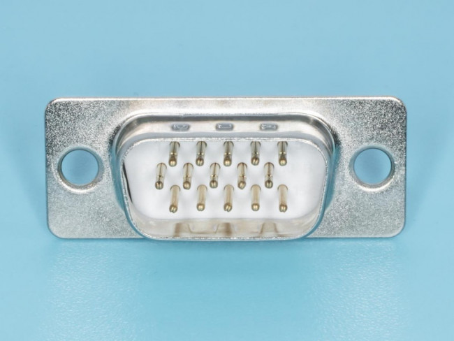 DHS-15M, Разъем D-SUB 15 контактов высокой плотности, вилка на кабель, пайка