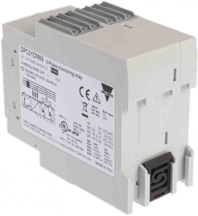 DPC01DM69, Phase, Voltage Monitoring Relay, 3, 3+N Phase, SPDT, 510 793V ac, DIN Rail DPC01DM69, Phase, Voltage Monitoring Relay, 3, 3+N Phase, SPDT, 510 793V ac, DIN Rail