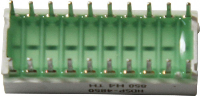 HDSP-4850-HIC00, Светодиодная гистограмма, Зеленый, 20 мА, 2.1 В, 1.9 мкд, 10 светодиод(-ов), 25.4мм x 10.16мм