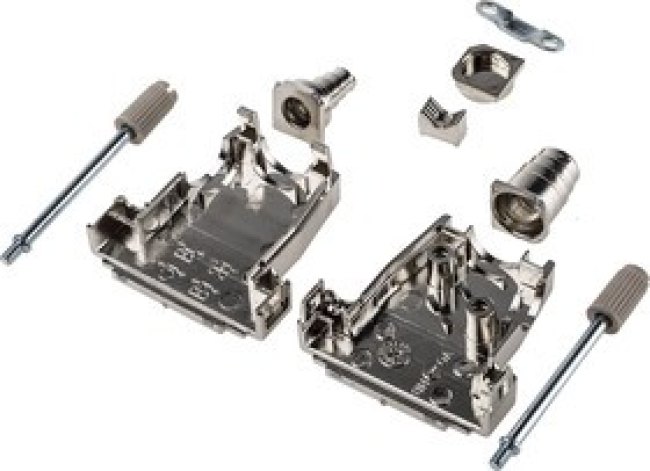 MHDSSK-M-15-L-K, MHDSSK-T/M Series ABS Angled, Straight D Sub Backshell, 15 Way, Strain Relief MHDSSK-M-15-L-K, MHDSSK-T/M Series ABS Angled, Straight D Sub Backshell, 15 Way, Strain Relief