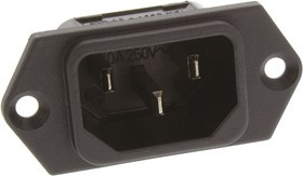 6100.3300, IEC Power Connector, IEC C14 Inlet, 15 А, 250 В AC, Быстрое Соединение, Монтаж на Фланец
