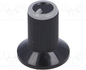 GTC6M-18X19-S, Ручка, с юбкой, пластмасса, dоси: 6мм, d10x19мм, черный, серый