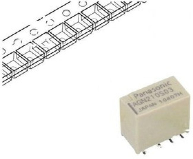 AGN210S03ZJ, Signal Relay 3VDC 1A DPDT(10.6x5.7x10)mm SMD AGN210S03ZJ, Signal Relay 3VDC 1A DPDT(10.6x5.7x10)mm SMD