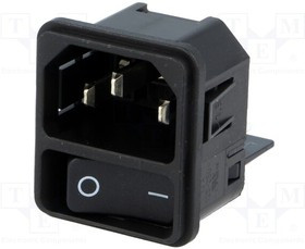 DC11.0001.201, AC Power Entry Modules Snap-in 2-pole 10A Non-ill. 1.5mm panel