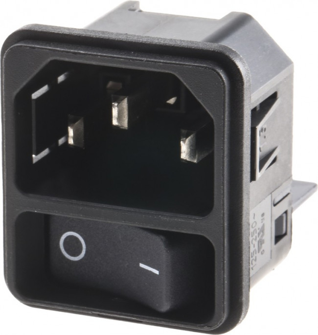 DC11.0001.201, AC Power Entry Modules Snap-in 2-pole 10A Non-ill. 1.5mm panel