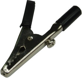 AG-029, Зажим "Крокодил" с изолятором черный, 10А, 51мм