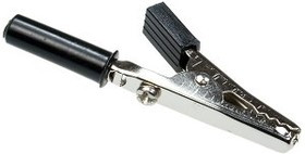 AG-029, Зажим "Крокодил" с изолятором черный, 10А, 51мм