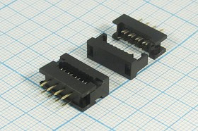 Разъем (IDC) FDC-08 вилка, шаг P2.54x2.54, контакты 8P, на шлейф, FDC-08