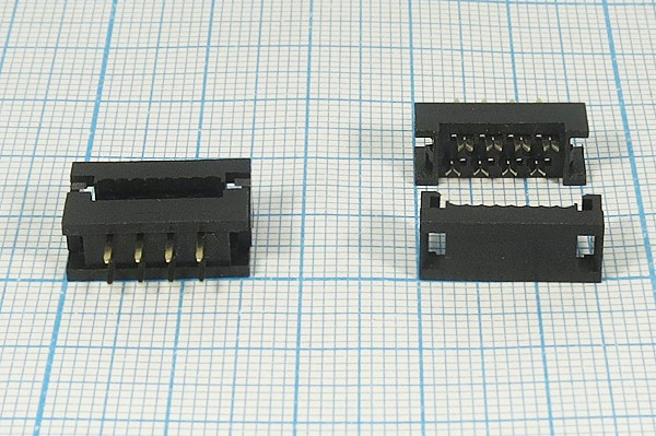 Разъем (IDC) FDC-08 вилка, шаг P2.54x2.54, контакты 8P, на шлейф, FDC-08