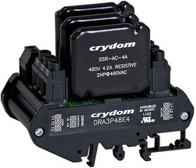DRA3P48E2R2, Contactors - Solid State SSR Contactor, 3-Phase, DIN Rail Mount, 480VAC/2A, 24VDC In, Instantaneous, 2P DRA3P48E2R2, Contactors - Solid State SSR Contactor, 3-Phase, DIN Rail Mount, 480VAC/2A, 24VDC In, Instantaneous, 2P