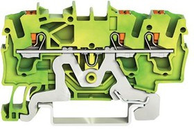 2202-1307, Ground Terminal, Cage Clamp, 3 Poles, 800V, 0.25 ... 4mm², Green / Yellow