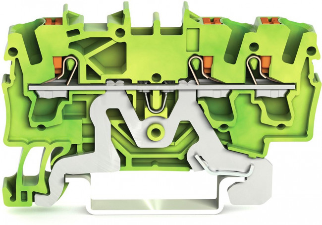 2202-1307, Ground Terminal, Cage Clamp, 3 Poles, 800V, 0.25 ... 4mm², Green / Yellow