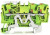 2202-1307, Ground Terminal, Cage Clamp, 3 Poles, 800V, 0.25 ... 4mm², Green / Yellow