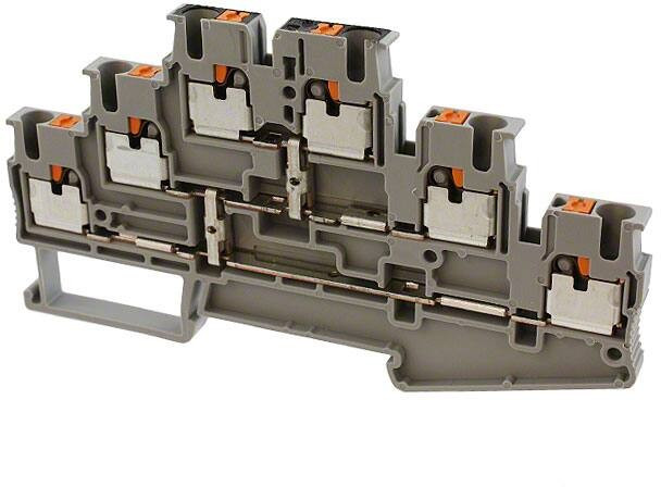 3210512, PT 2.5-3PV Series Grey Multi Level Terminal Block, 0.14 4mm², Triple-Level, Push In
