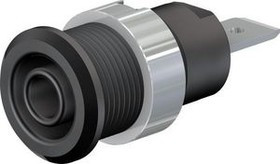 SLB4-F6.3/N-X-21, Гнездо, "банан" 4мм, 32А, 1кВ, Отв: d12,2мм, черный, никелированные