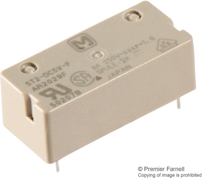 ST2-DC5V-F, Реле: электромагнитное, DPST-NO, Uобмотки: 5ВDC, Iконтакт.макс: 8А ST2-DC5V-F, Реле: электромагнитное, DPST-NO, Uобмотки: 5ВDC, Iконтакт.макс: 8А