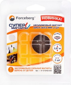 Неодимовый магнит диск 30х3 мм, 2 шт, Forceberg