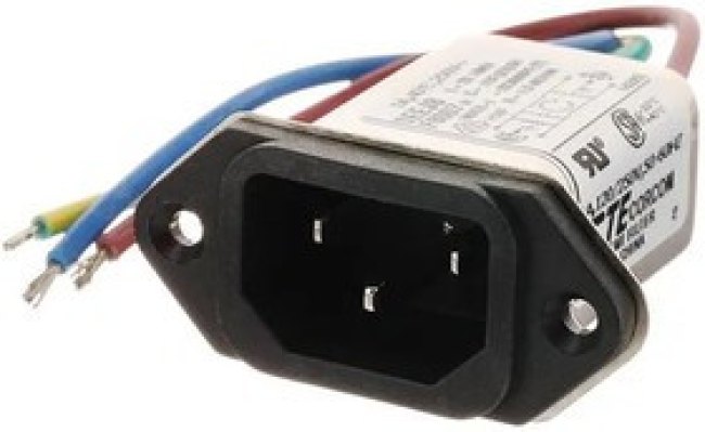1EEJ8, AC Power Entry Modules 1A IEC-WIRE LEAD FLANGE MOUNT