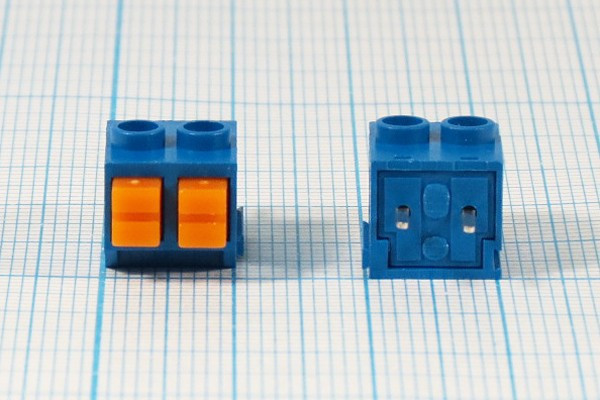 Клеммник наборный, 2 контакта, шаг 5мм, на плату нажатием, 390-021-12WS; №2739 клеммн наборный \\2P5 \плат\\наж 390-021-12WS