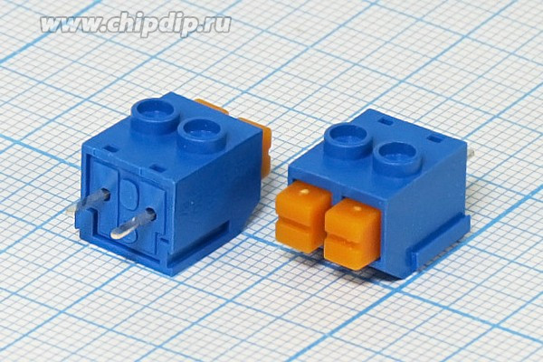 Клеммник наборный, 2 контакта, шаг 5мм, на плату нажатием, 390-021-12WS; №2739 клеммн наборный \\2P5 \плат\\наж 390-021-12WS