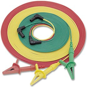 AL-36, Комплект измерительных проводов (3шт, ПВХ), зажим «крокодил» × «банан» 4мм в изоляции