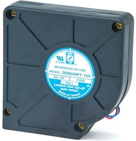 ODB600PT-24HB, Blowers &amp; Centrifugal Fans DC Blower, 120.5x120.5x31mm, 24VDC, 30CFM, 0.60W, 49dBA, 3000RPM, Ball, Wire