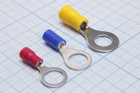 Клемма типа "O" изолированная,красная, диаметр 8.4мм, сечение кабеля 0.25-1.5мм, Cu луженая, обжимная, ПВХ; Q-1054RT клемма"O" d 8,4\0,4\S0,