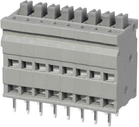 TBL009V-254-08GY-2GY, Fixed Terminal Blocks Terminal block, screwless, 2.54, Vertical, 8, Gray w Gray Button