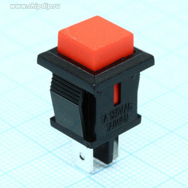 PB-02T-R-G, кнопка без фиксации 125В 1А красная(аналог SPA-109B1)