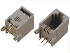 TJ4P4C (DS1132), Розетка 4P4C (RJ9) на плату угловая