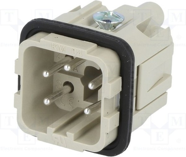 CKM 04, Разъем HDC, "папа", CK/MK, PIN 5, конфигурация выводов 4+PE, размер 21.21, 10А, 250В CKM 04, Разъем HDC, "папа", CK/MK, PIN 5, конфигурация выводов 4+PE, размер 21.21, 10А, 250В