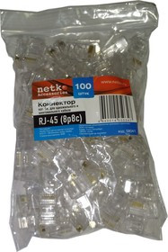 Коннектор RJ-45 Netko (8p8c) cat.5е, универсальный, 100шт.