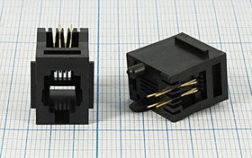 Гнездо телефонное 4P4C, 4P, на плату, T3-4P4C