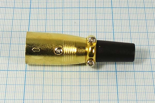 Гнездо микрофонное типа XLR, три контакта, на кабель, [Au], QJDZ-392[MC908G-3P]; №1276 Z гн мик XLR\3P\каб\\[Au]\ QJDZ-392[MC908G-3P]\