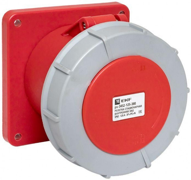 Розетка стационарная внутренняя 3452 3Р+РЕ+N 125А 380В IP67 PROxima ps-3452-125-380