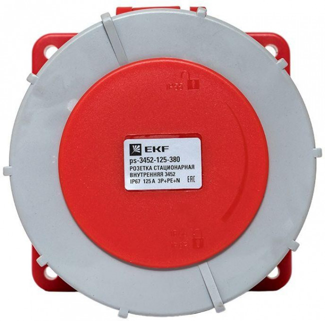 Розетка стационарная внутренняя 3452 3Р+РЕ+N 125А 380В IP67 PROxima ps-3452-125-380